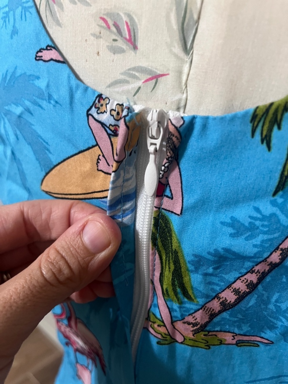 Turquoise Tropical Print Women's Swim Coverup Dress - Picture 4 of 13